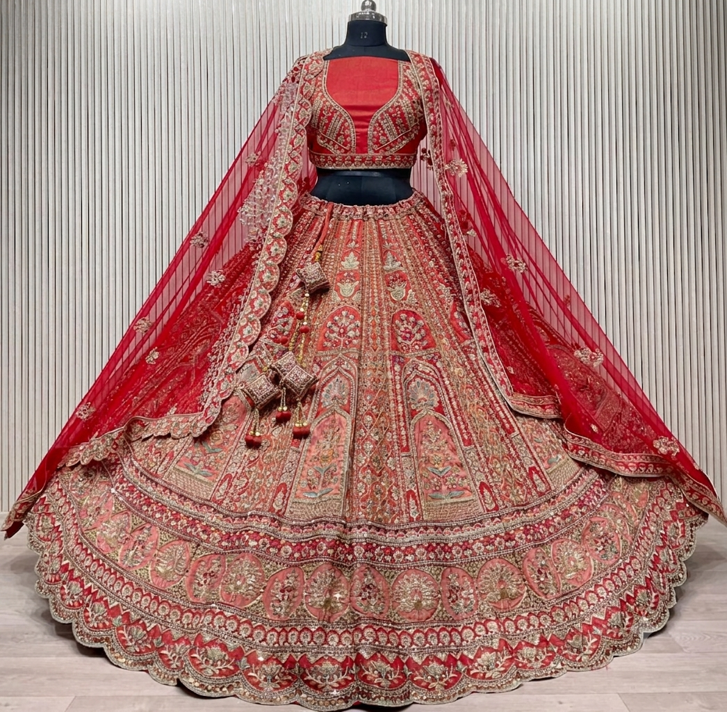 Latest Semi Stitched Bridal Lehenga Choli With Dupatta.