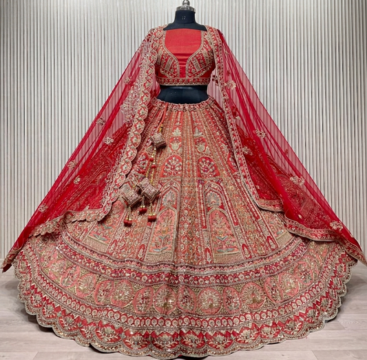 Latest Semi Stitched Bridal Lehenga Choli With Dupatta.