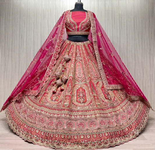 Latest Semi Stitched Bridal Lehenga Choli With Dupatta.