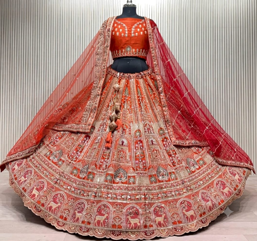 Latest Semi Stitched Bridal Lehenga Choli With Dupatta.