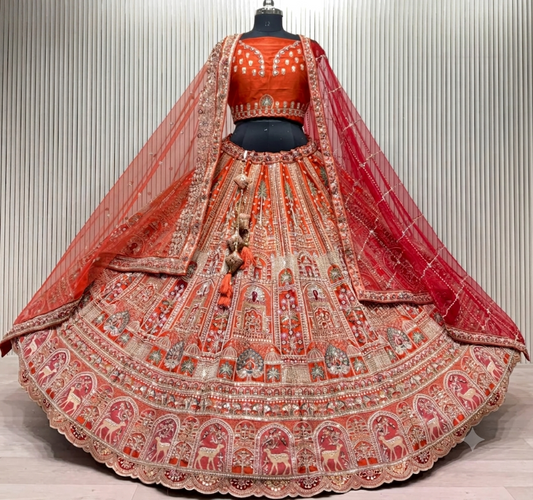 Latest Semi Stitched Bridal Lehenga Choli With Dupatta.