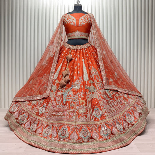 Latest Semi Stitched Bridal Lehenga Choli With Dupatta.