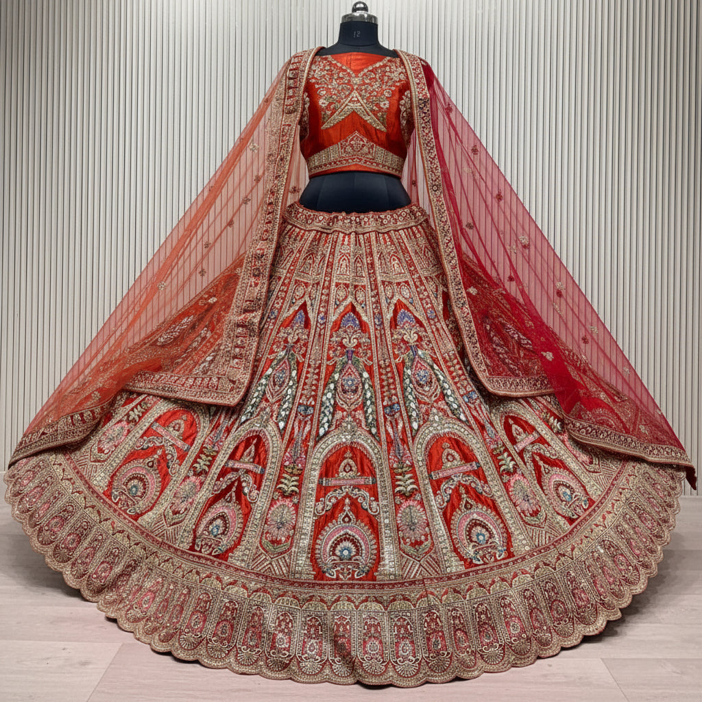 Latest Semi Stitched Bridal Lehenga Choli With Dupatta.