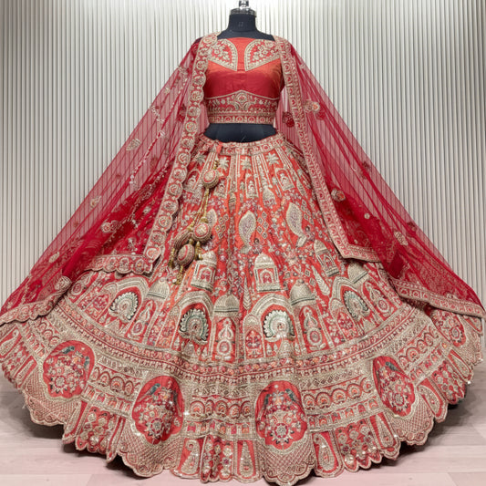 Latest Semi Stitched Bridal Lehenga Choli With Dupatta.