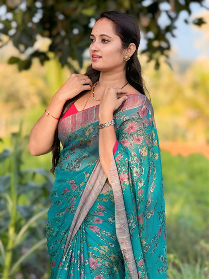 Pure Linen Silk Saree.