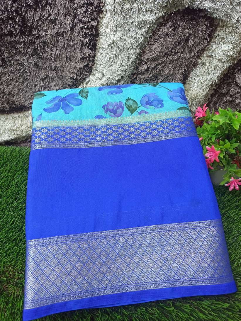 Artificial / Mix Crape Sarees ( Semi Crape )