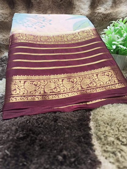 Artificial / Mix Crape Sarees ( Semi Crape )