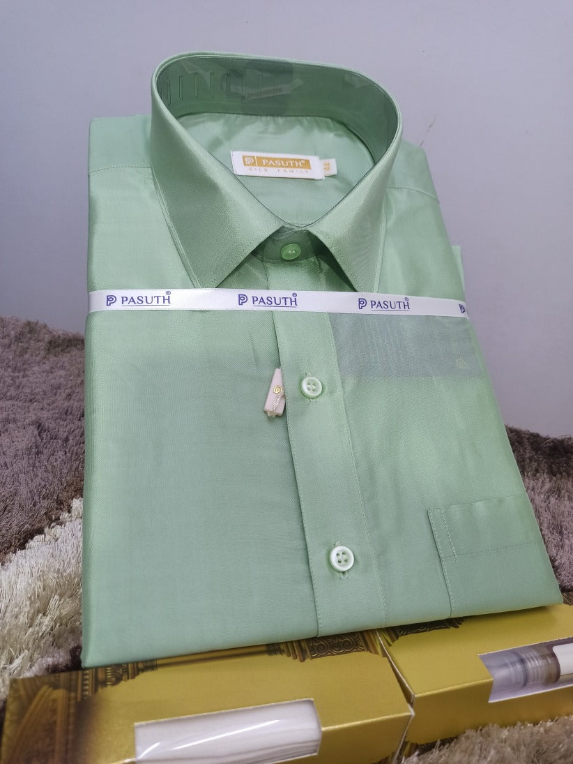 Dothi Design Art Silk Dothi Set Shirt,Dothi,Kerchief &Belt- 3 In 1 ( Small Border ...