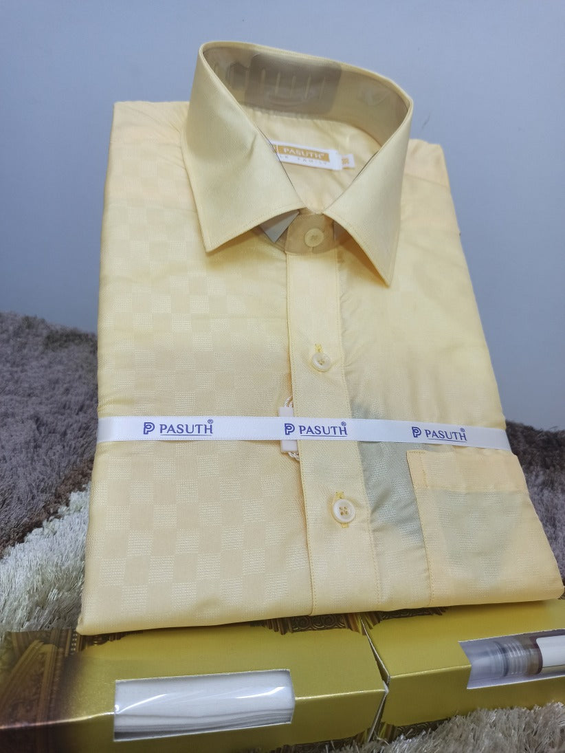 Dothi Design Art Silk Dothi Set Shirt,Dothi,Kerchief &Belt- 3 In 1 ( Small Border ...