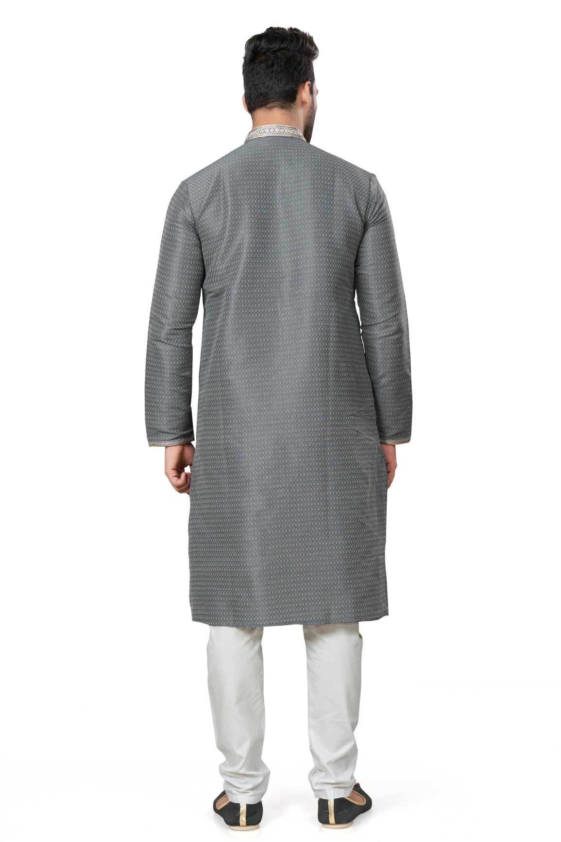 Traditional Wear Cotton Kurta Pajama With Emroidery Work