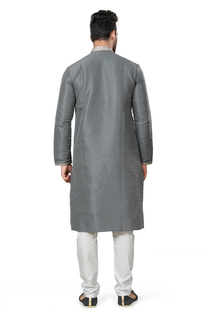 Traditional Wear Cotton Kurta Pajama With Emroidery Work