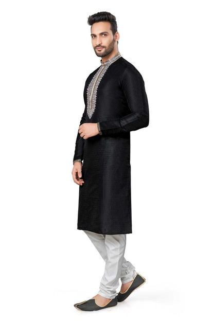 Traditional Wear Cotton Kurta Pajama With Emroidery Work