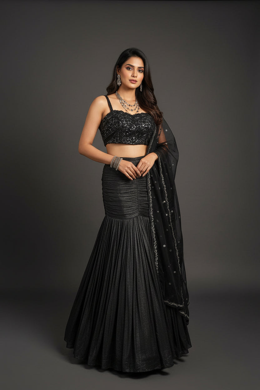 Party Wear Ready To Wear  Fish Cut Lehenga