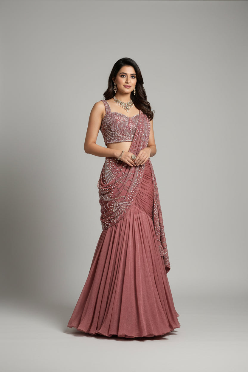 Party Wear Ready To Wear  Fish Cut Lehenga
