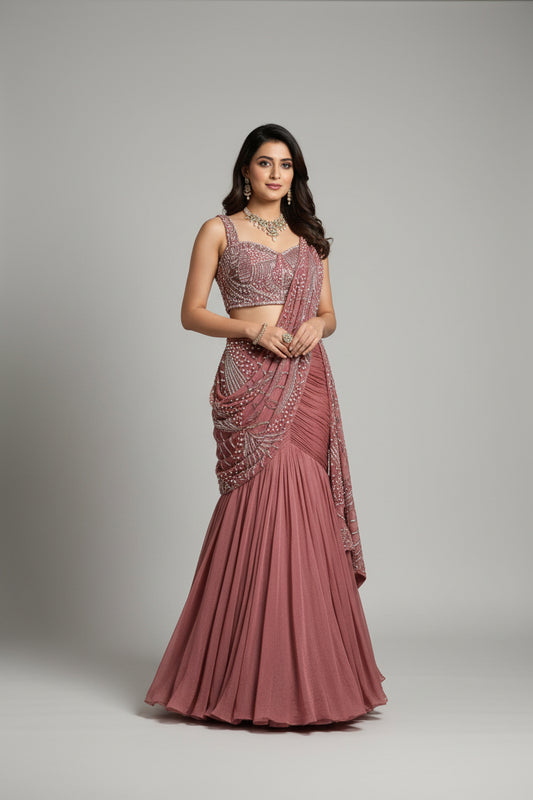 Party Wear Ready To Wear  Fish Cut Lehenga