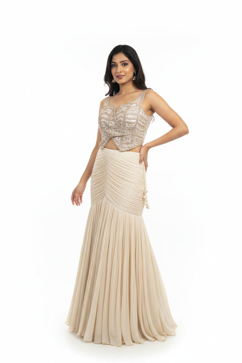 Party Wear Ready To Wear  Fish Cut Lehenga