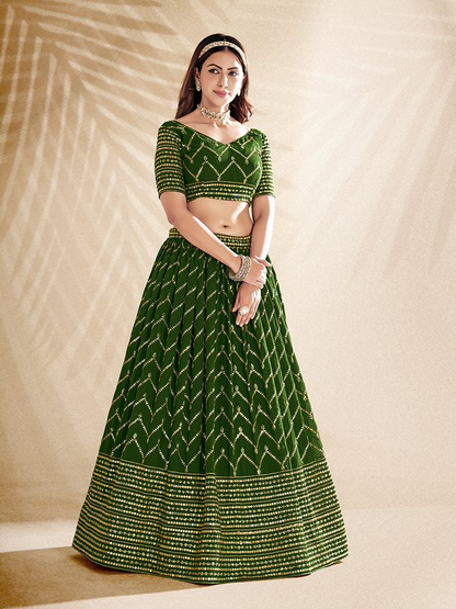 New Semi Stitiched Georgette Lehenga Choli