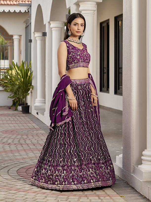 New Semi Stitiched Georgette Lehenga Choli