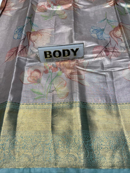 Floral fabric with a 'BODY' label on a gray background