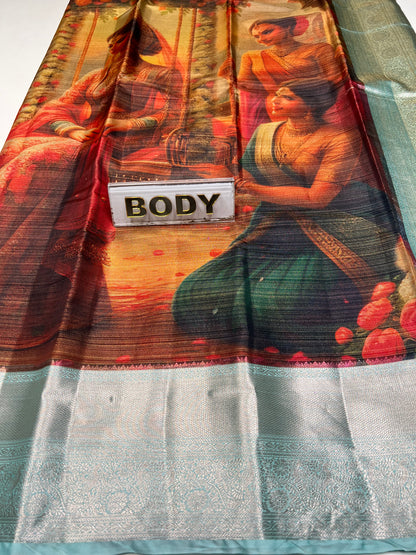 Sarong with a printed design and 'BODY' label on a white background