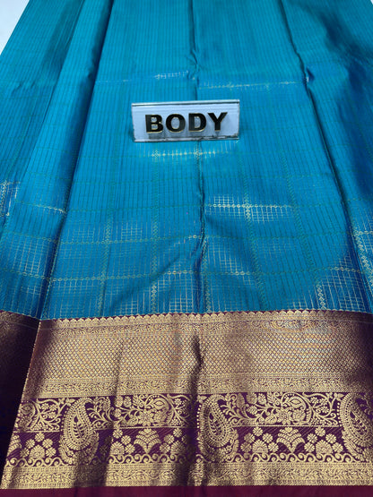 Blue saree with a decorative border and 'BODY' label.