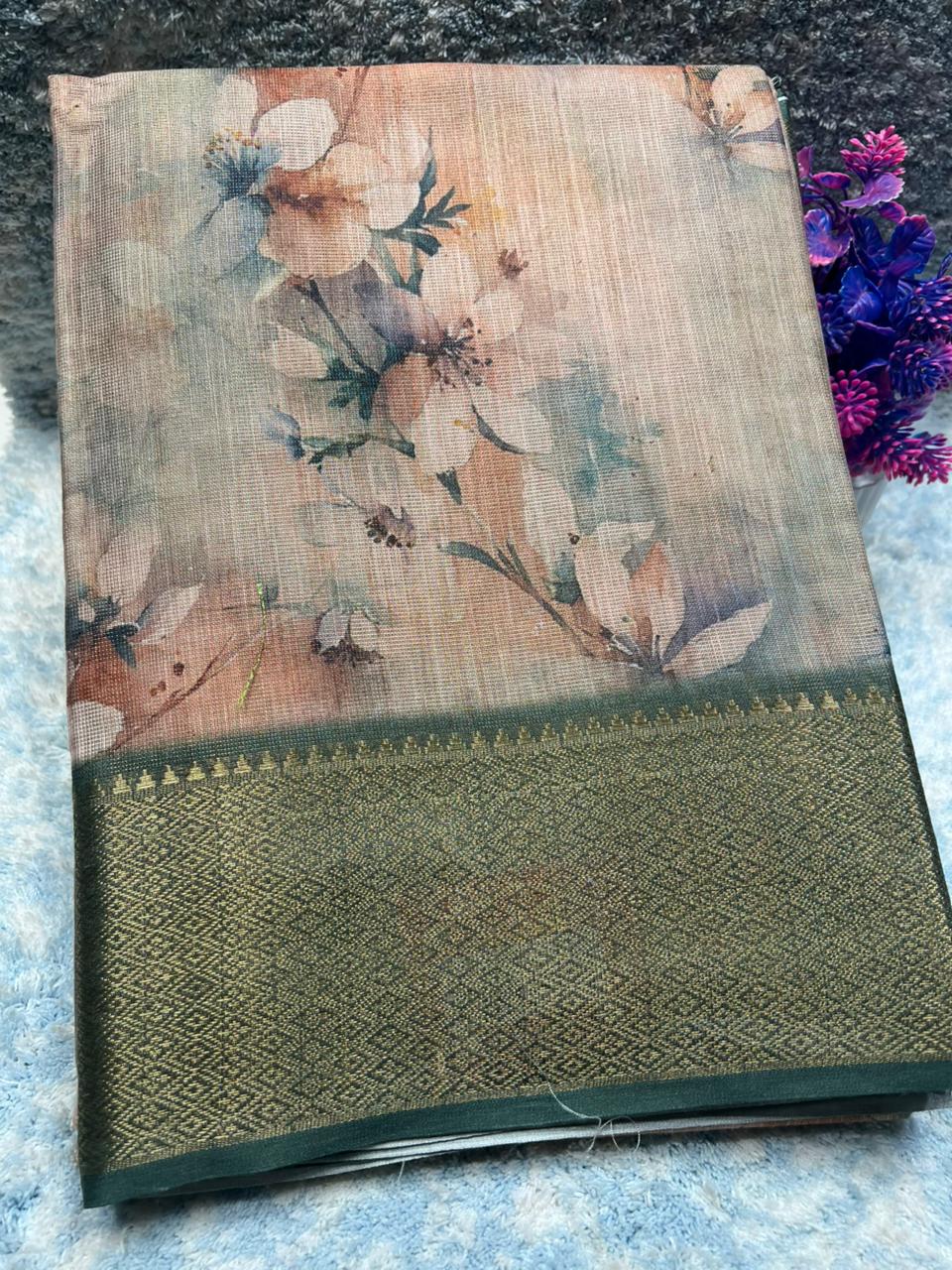 Pure Linen Silk Saree.