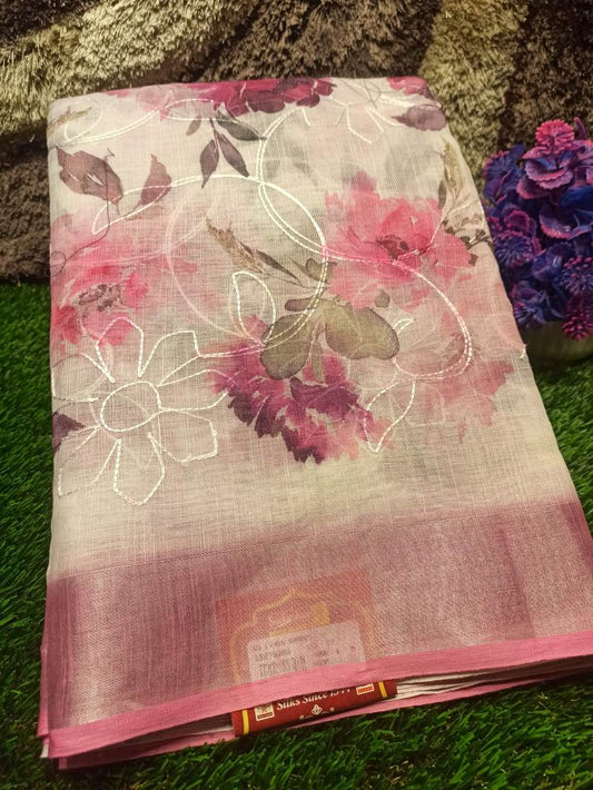 Pure Linen Silk Saree.