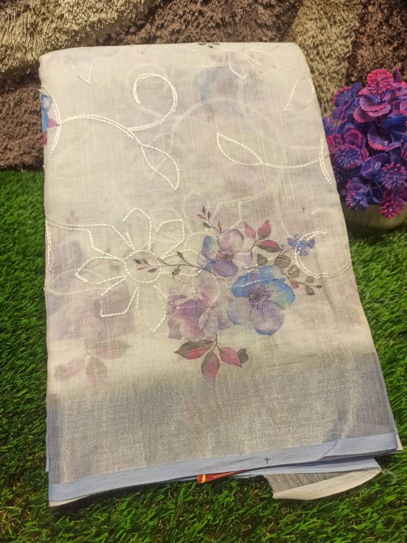 Pure Linen Silk Saree.