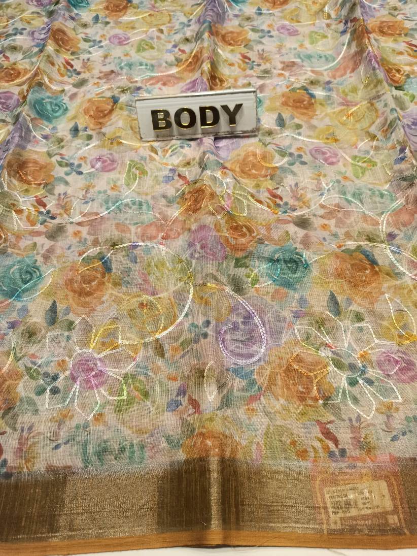 Pure Linen Silk Saree.