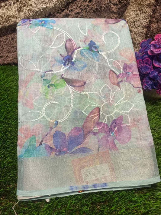 Pure Linen Silk Saree.