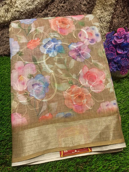 Pure Linen Silk Saree.