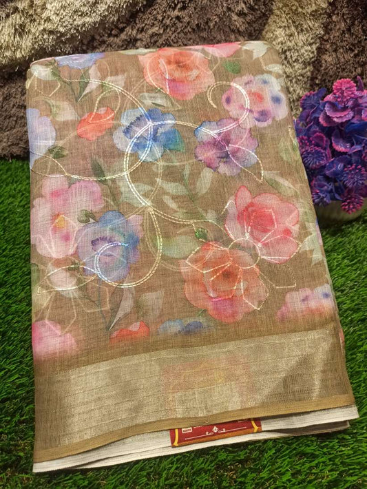 Pure Linen Silk Saree.