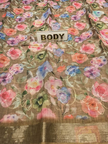 Pure Linen Silk Saree.