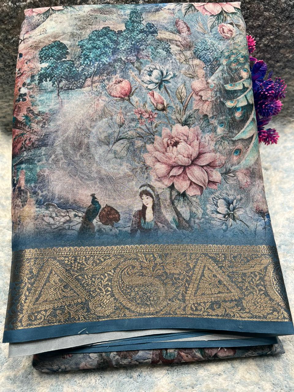 Pure Linen Silk Saree.