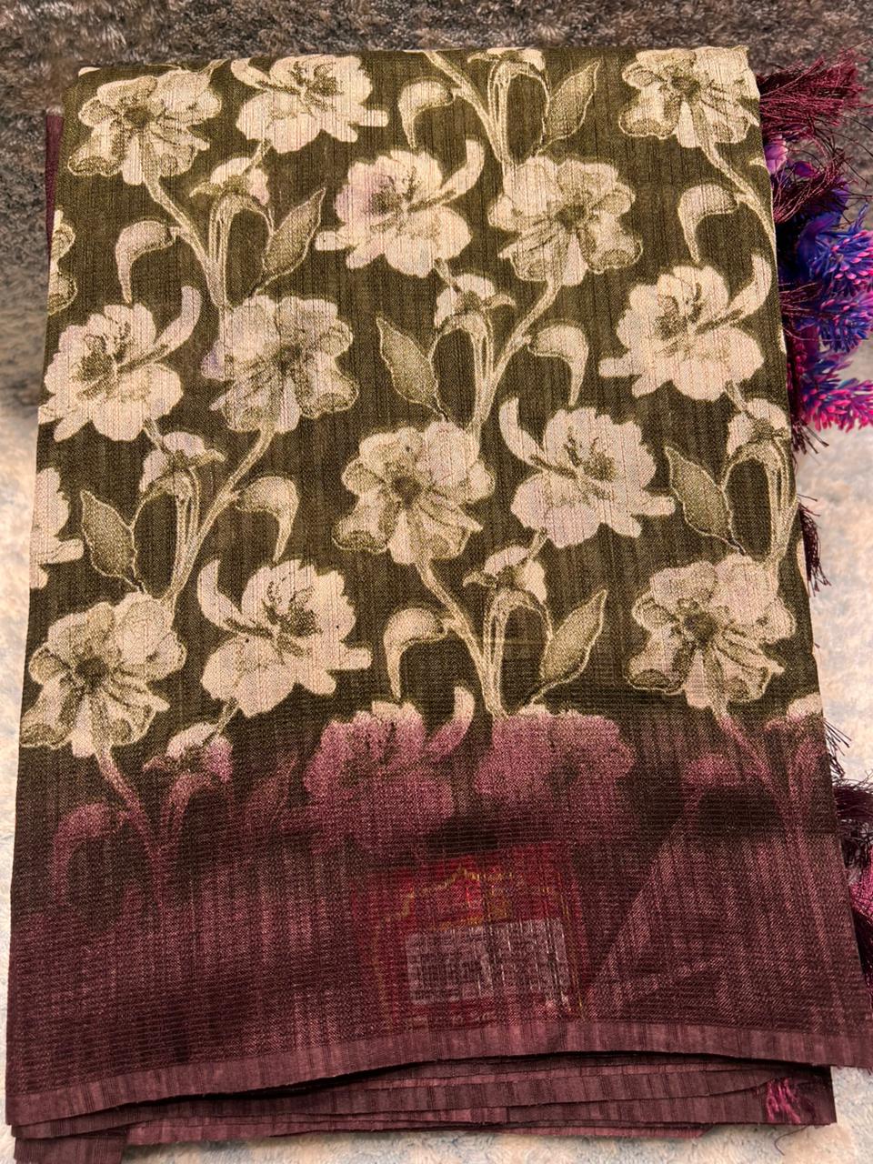 Pure Linen Silk Saree.