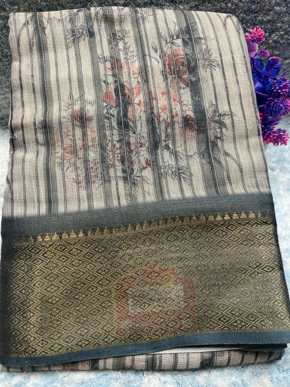Pure Linen Silk Saree.