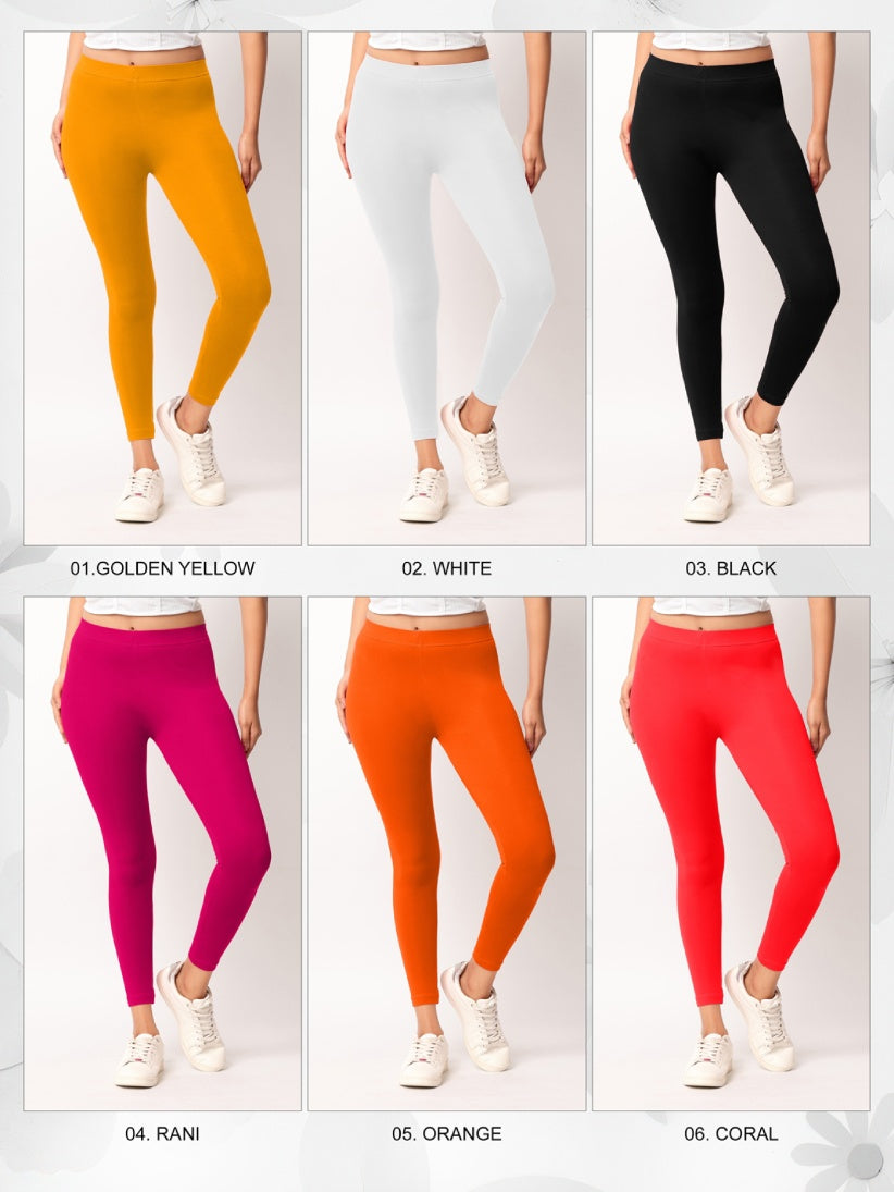 Ankle length Cotton+Lycra stretchable leggings.499/- For 3 Pieces