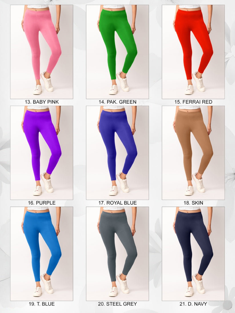 Ankle length Cotton+Lycra stretchable leggings.499/- For 3 Pieces