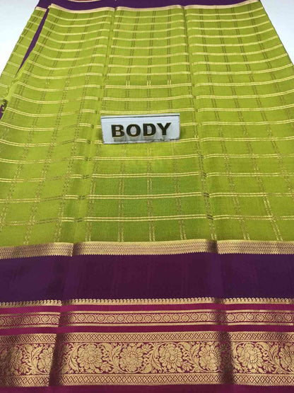 Green and purple saree with 'BODY' label