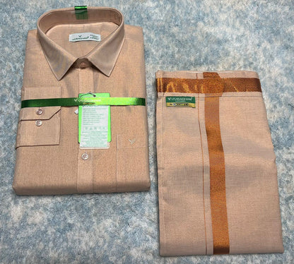 Tissue Cotton Dothi Set - Shirt,Dothi 2 In 1 Set