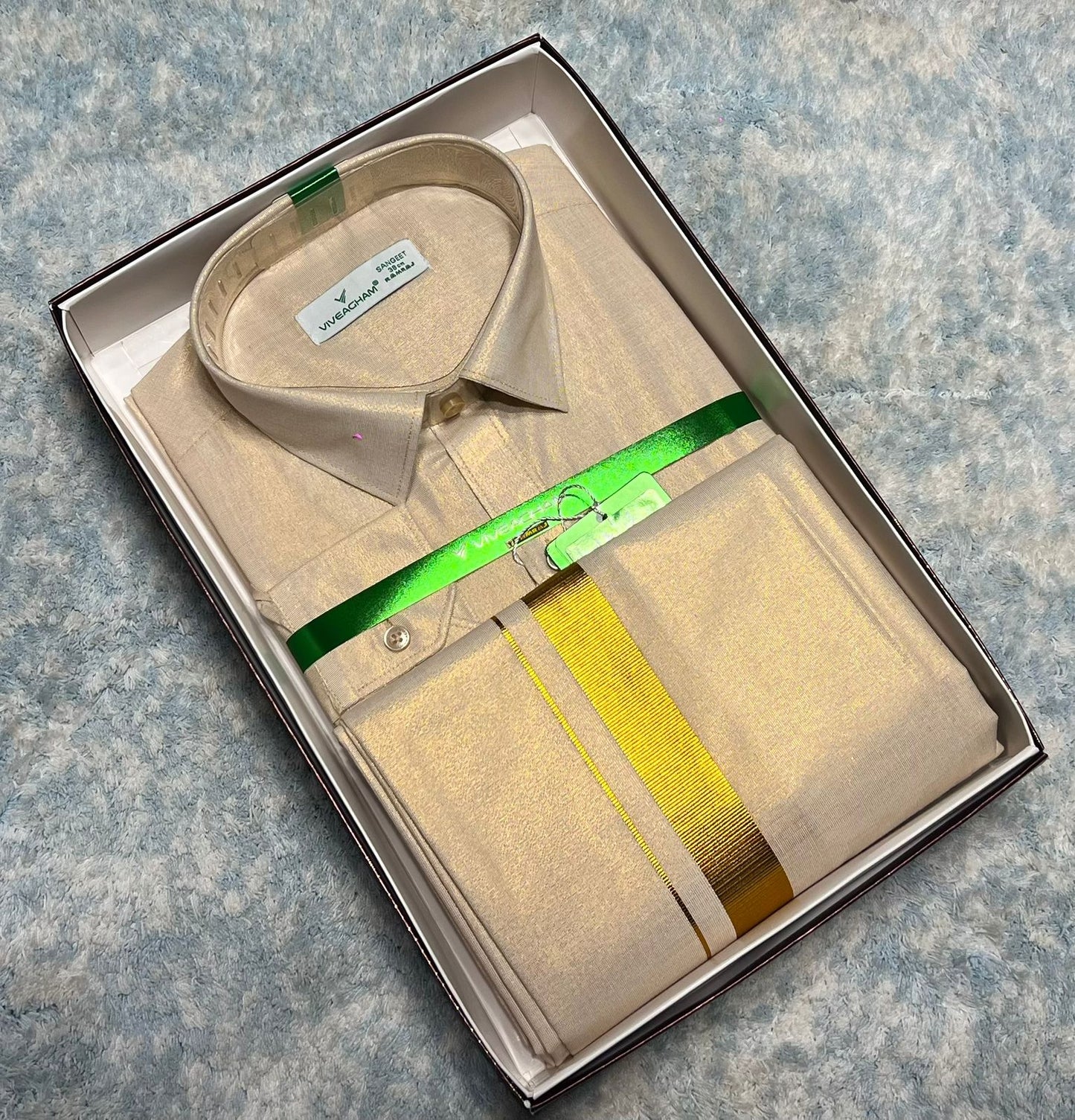 Tissue Cotton Dothi Set - Shirt,Dothi 2 In 1 Set