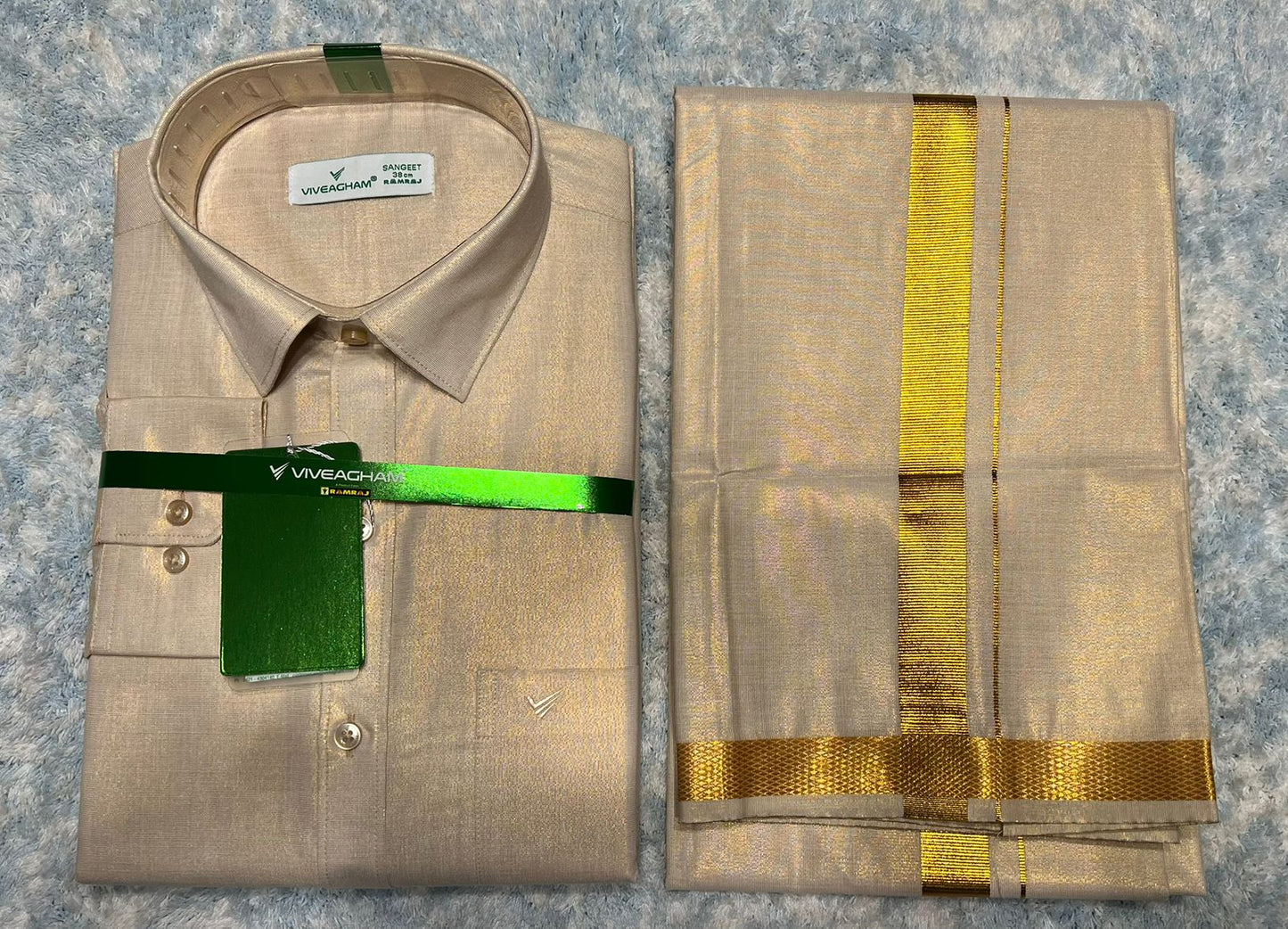 Tissue Cotton Dothi Set - Shirt,Dothi 2 In 1 Set