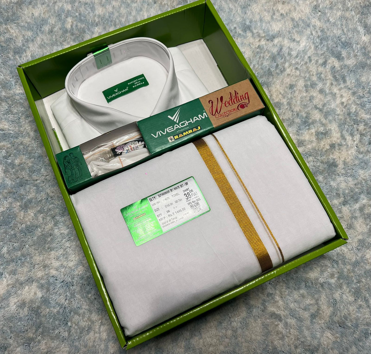 Pure Cotton Dothi Set - Shirt,Dothi,Kerchief & Belt- 3 In 1 Set