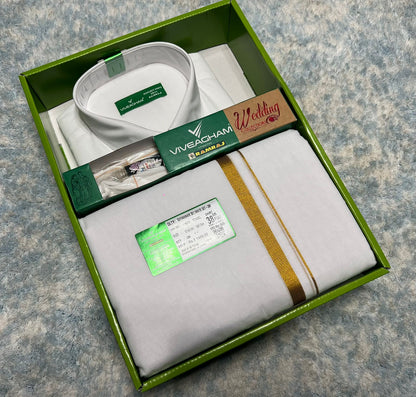 Pure Cotton Dothi Set - Shirt,Dothi,Kerchief & Belt- 3 In 1 Set