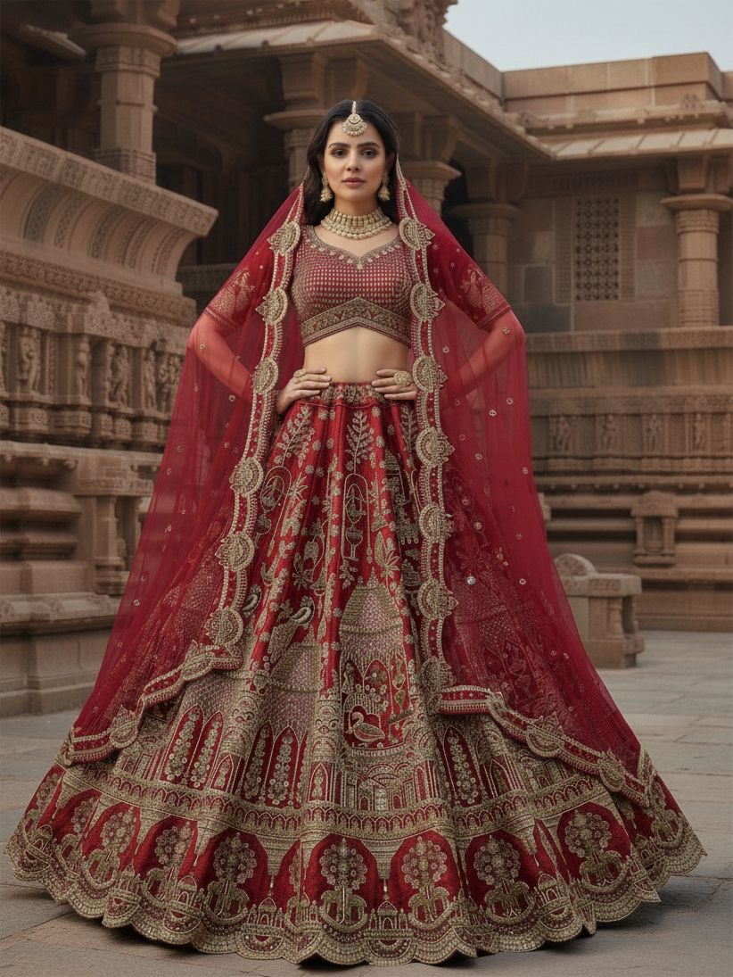 Latest Semi Stitched Bridal Lehenga Choli With Dupatta.