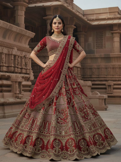 Latest Semi Stitched Bridal Lehenga Choli With Dupatta.