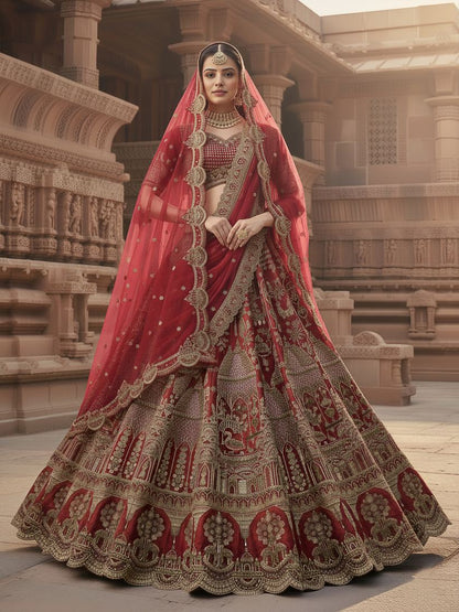 Latest Semi Stitched Bridal Lehenga Choli With Dupatta.