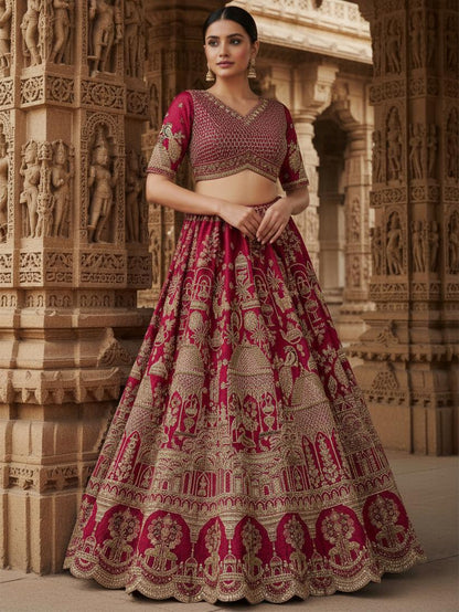 Latest Semi Stitched Bridal Lehenga Choli With Dupatta.