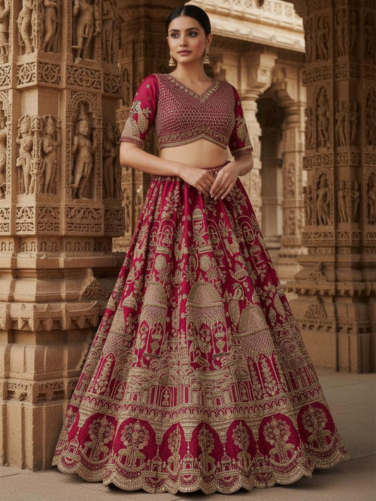Latest Semi Stitched Bridal Lehenga Choli With Dupatta.