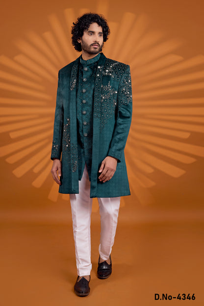 Traditional Indowestren Handwork Sherwani ( 3 Pieces )